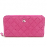 シャネル 長財布 CHANEL 財布 ラウンドファスナ マトラッセ/キルティング キャビア レザー フューシャ A50097 MAT.CAVIAR FUXIA/SV