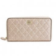 シャネル 長財布 CHANEL 財布 ラウンドファスナー チェーンミー マトラッセ ツイード ピンクベージュ A68956 PKB