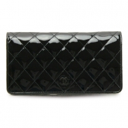 シャネル 長財布 CHANEL 財布 二つ折り ココマーク パテント キルティングレザー マトラッセ ブラック A31509 PATENT BKBK