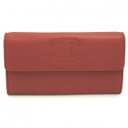 シャネル 長財布 CHANEL 財布 二つ折りフラップ ココマーク キャビアスキン/レザー ライトブラウン A50070 CAVIAR BROWN