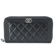 シャネル CHANEL 長財布 ラウンドファスナー BOY CHANEL/ボーイシャネル キルティング マトラッセ レザー ブラック A80288 Y04639 NOIR