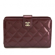 シャネル 折財布 財布 CHANEL 二つ折り マトラッセ キルティング ココ パテント レザー ワインレッド A48667 PATENT WINE RED