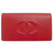 シャネル CHANEL 長財布 二つ折り ココマーク キャビアスキン/レザー レッド A48651 Y01019 0A011/RED