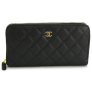 シャネル 長財布 CHANEL 財布 ラウンドファスナー レザー キャビアスキン キルティング マトラッセ ブラック×ボルドー A50097 Y01864 C3906/CAV BKBO/GD