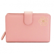 シャネル 折財布 CHANEL 財布 二つ折り カメリア型押し レザー ピンク A50094 Y01926 PINK