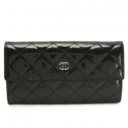 シャネル 長財布 財布 CHANEL 二つ折りフラップ パテントレザー キルティング マトラッセ レザー ブラック A50096 PATENTO BLACK
