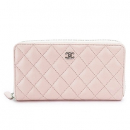 シャネル 長財布 CHANEL 財布 ラウンドファスナー キルティング マトラッセ レザー ライトピンク A50097 Y25280 2A232/SV