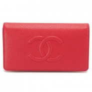 シャネル CHANEL 長財布 二つ折り ココマーク キャビアスキン/レザー P.レッド A48651 Y01019 0A010/P.RED