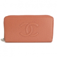 シャネル 長財布 CHANEL 財布 ラウンドファスナー キャビアスキン ココマーク ライトオレンジ A50071 CAVIAR LIGHT ORANGE