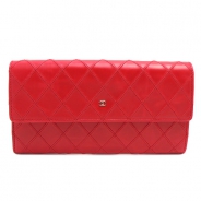 シャネル 長財布 CHANEL 財布 二つ折り ココマーク キルティング レザー レッド A50934 RED