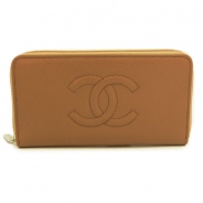 シャネル 長財布 CHANEL 財布 ラウンドファスナー キャビアスキン ココマーク ベージュ A50071 BEIGE