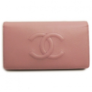 シャネル 長財布 CHANEL 二つ折り ココマーク キャビアスキン/レザー ピンク A48651 PINK