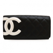 シャネル CHANEL 長財布 二つ折り カンボンライン レザー ココマーク キルティングA50077 BKSIL SILVER ブラック×シルバー