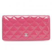 シャネル 長財布 CHANEL 二つ折り ココマーク マトラッセ パテント キルティングレザー ピンク A31509 Y06830 0A419/PATENT PK/SV