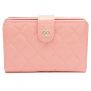 シャネル 長財布 CHANEL 財布 二つ折り マトラッセ/キルティング クラシック パテントレザー ピンク A48667 PATENT PINK