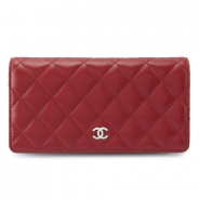 シャネル 長財布 CHANEL 財布 二つ折り ココマーク キルティング マトラッセ ラムスキン ルージュ A31509 Y01480 81665/ROUGE