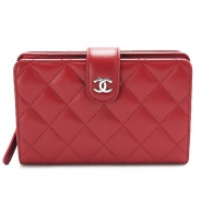 シャネル 折財布 CHANEL 財布 二つ折り マトラッセ キルティング レザー ルージュ A48667 Y01480 ROUGE/SV