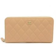 シャネル CHANEL 長財布 ラウンドファスナー レザー ココマーク キルティング マトラッセ サーモンピンク A50097 SAUMON