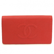 シャネル 長財布 CHANEL 長財布 二つ折り ココマーク レザー ルージュ A48651 CAVIAR ROUGE