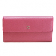 シャネル 長財布 CHANEL 財布 二つ折りフラップ キャビアスキン レザー ダークピンク A68717 CAVIAR DPK