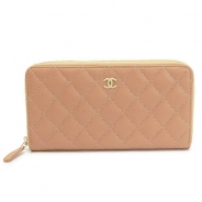 シャネル 長財布 CHANEL 財布 ラウンドファスナー レザー ココマーク キルティング マトラッセ ベージュ A50097 LAMB BEIGE
