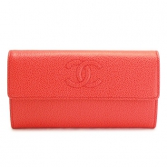 シャネル 長財布 CHANEL 財布 二つ折りフラップ ココマーク キャビアスキン/レザー オレンジ A50070 CAVIAR ORANGE