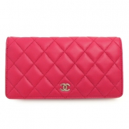 シャネル CHANEL 長財布 二つ折り マトラッセ タイムレスクラシック ココマーク キルティング ラムスキン A31509 ルージュ ピンクレッド
