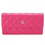シャネル 長財布 CHANEL 財布 二つ折りフラップ マトラッセ ラムレザー ピンク A50096 LAMB PINK