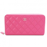 シャネル 長財布 CHANEL ラウンドファスナー キルティング マトラッセ ラムレザー ピンク A50097 Y25280 2A235