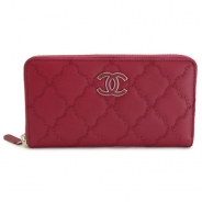 シャネル 長財布 CHANEL 財布 ラウンドファスナー キルティング レザー ココマーク レッド A69099 RED