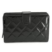 シャネル CHANEL 長財布 二つ折りフラップ マトラッセ キルティング クラシック ココマーク パテントレザー ブラック×BK A48667 PATENT BKBK
