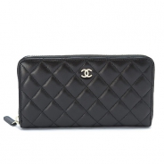 シャネル 長財布 CHANEL 財布 ラウンドファスナー ココマーク キルティング マトラッセ ラムレザー ブラック×ボルドー A50097 Y01295 C3906/BK×BO GOLD