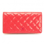 シャネル CHANEL 長財布 二つ折り ココマーク パテント キルティングレザー マトラッセ コーラルピンク A31509 Y07557 62111/CORAL