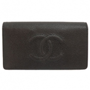 シャネル 長財布 CHANEL シャネル二つ折り ココマーク キャビアスキン/レザー ブラック A48651 X01019 94305/NOIR