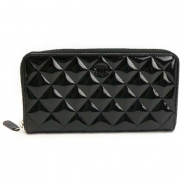 シャネル 長財布 CHANEL 財布 ラウンドファスナー パテントレザー ココマーク キルティング マトラッセ ブラック A50097 PATENT BKBK