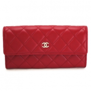 シャネル 長財布 CHANEL 財布 二つ折りフラップ キルティング マトラッセ レザー レッド A50096 Y01480 81665/RED