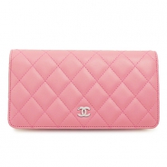 シャネル 長財布 CHANEL 財布 二つ折り キルティング マトラッセ レザー ローズピンク A31509 ROSE PINK