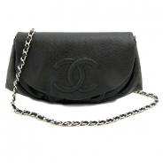 シャネル ショルダー チェーンストラップウォレット CHANEL ココマーク ステッチ キャビアスキン/レザー ブラック A40033 BK
