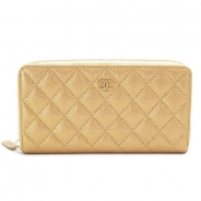 シャネル 長財布 CHANEL 財布 ラウンドファスナー ココマーク キルティング マトラッセ キャビア レザー ゴールド A50097 Y25199 0A591/GD