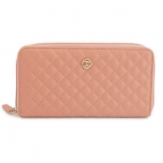 シャネル 長財布 CHANEL シャネル 財布 ラウンドファスナー ココボタン キルティング コーラルピンク A68605 LAMB CORAL