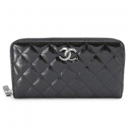 シャネル 長財布 CHANEL ラウンドファスナー キルティング パテント レザー ブラック A82227 Y25314 94305