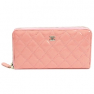 シャネル 長財布 CHANEL 財布 ラウンドファスナー パテントレザー キルティング マトラッセ ローズピンク A50097 Y06830 ROSE