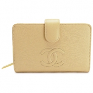 シャネル 折財布 CHANEL 財布 二つ折り レザー キャビアスキン ココマーク ベージュ A50073 Y01864 21209/CAVIAR BEIGE