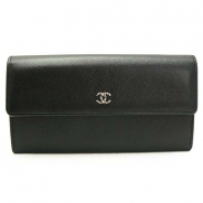 シャネル 長財布 CHANEL 財布 二つ折り キャビアスキン レザー ココマーク ブラック A68717 CAVIAR BLACK