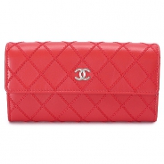 シャネル 長財布 CHANEL 財布 二つ折りフラップ ココマーク キルティング レザー レッド A80142 RED