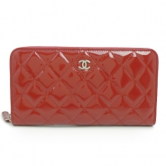 シャネル CHANEL 長財布 ラウンドファスナー パテントレザー ココマーク キルティング マトラッセ オレンジ コーラル A50097 PATENT ORANGE