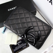 CHANEL（シャネル）ラウンド長財布/ブラック/カンボンカーフA48660