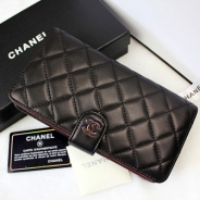 CHANEL（シャネル）ラウンド長財布/ブラック/ラムスキン A68776