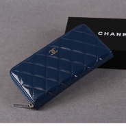 シャネル CHANEL ブリリアント ラウンドファスナー長財布 財布 エナメル ブルー A50105