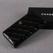 シャネル CHANEL ブリリアント ラウンドファスナー長財布 財布 エナメル ブラック A50105